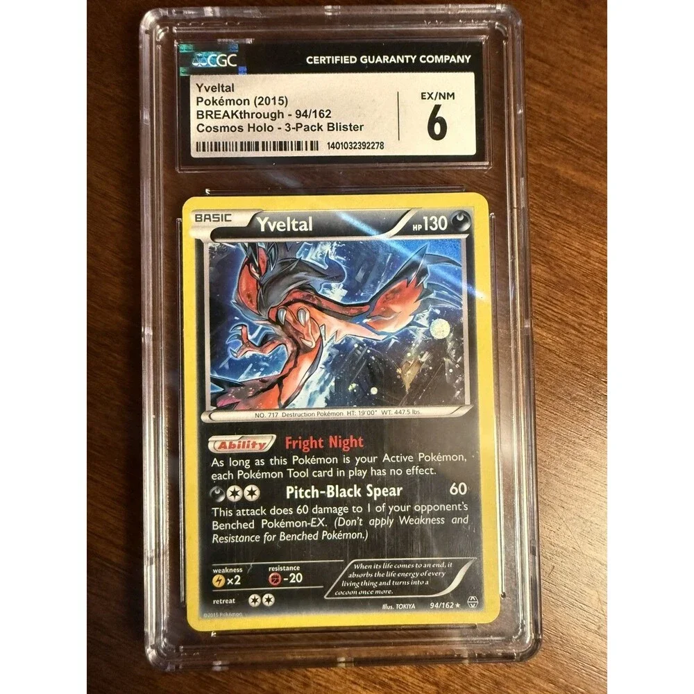 Yveltal CGC Rare NM-MT Cosmos Holo BREAKthrough Graded Pokémon Card TCG 94/162